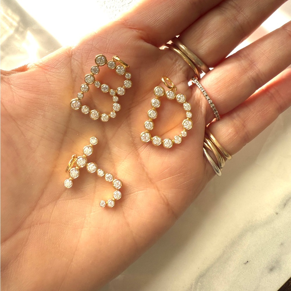Elegant Gold and 14k and lab letter charm